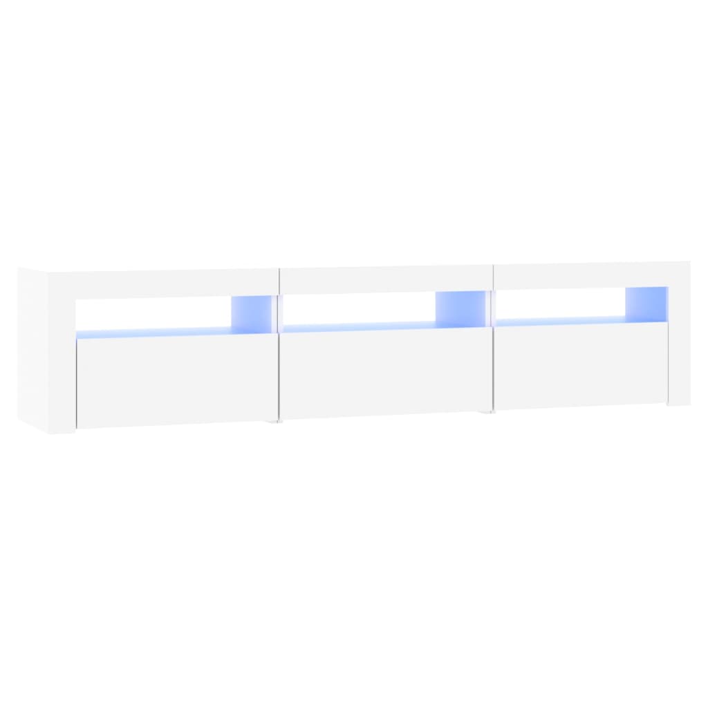TV-Møbel Hvit TV-benk med LED-lys 180x35x40 cm