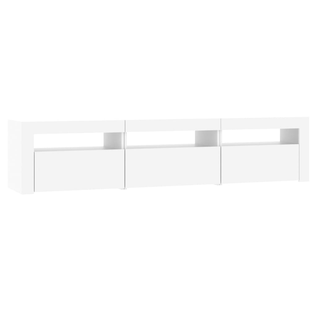 TV-Møbel Hvit TV-benk med LED-lys 180x35x40 cm