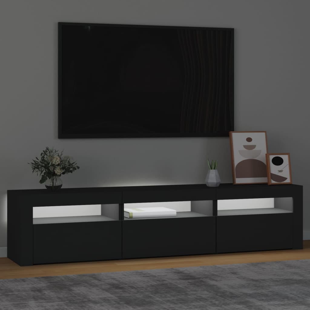 TV-Møbel Svart TV-benk med LED-lys 180x35x40 cm