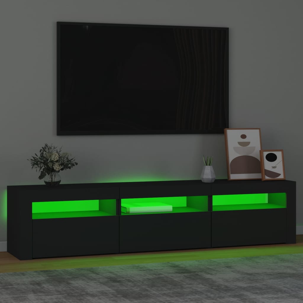 TV-Møbel Svart TV-benk med LED-lys 180x35x40 cm