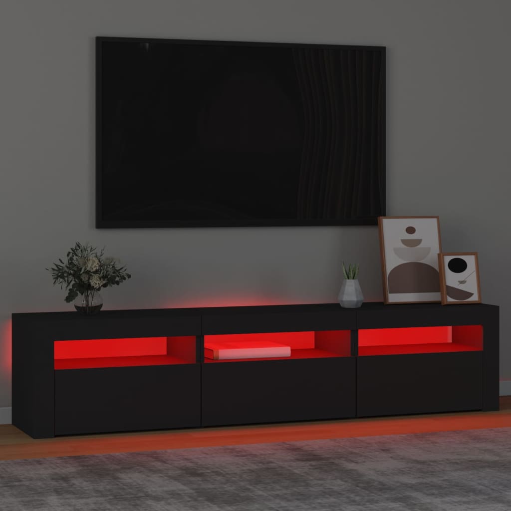 TV-Møbel Svart TV-benk med LED-lys 180x35x40 cm