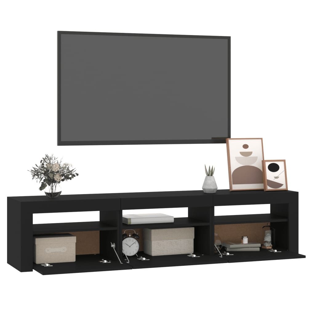TV-Møbel Svart TV-benk med LED-lys 180x35x40 cm