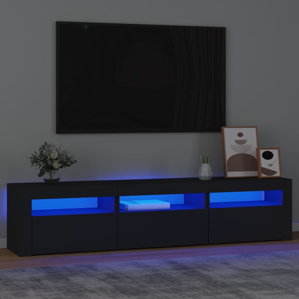 TV-Møbel Svart TV-benk med LED-lys 180x35x40 cm