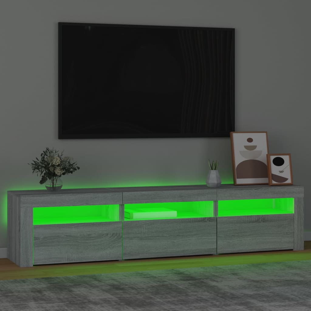 TV-Møbel Sonoma Grå TV-benk med LED-lys 180x35x40 cm