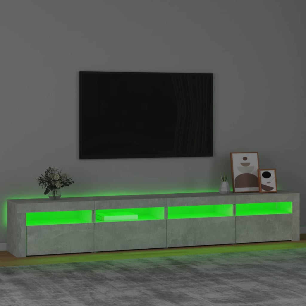 TV-Møbel Betonggrå TV-benk med LED-lys 240x35x40 cm