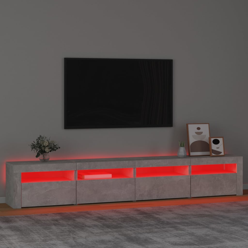 TV-Møbel Betonggrå TV-benk med LED-lys 240x35x40 cm