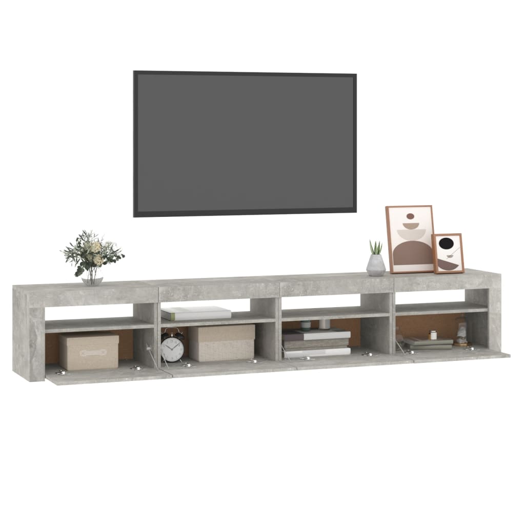TV-Møbel Betonggrå TV-benk med LED-lys 240x35x40 cm