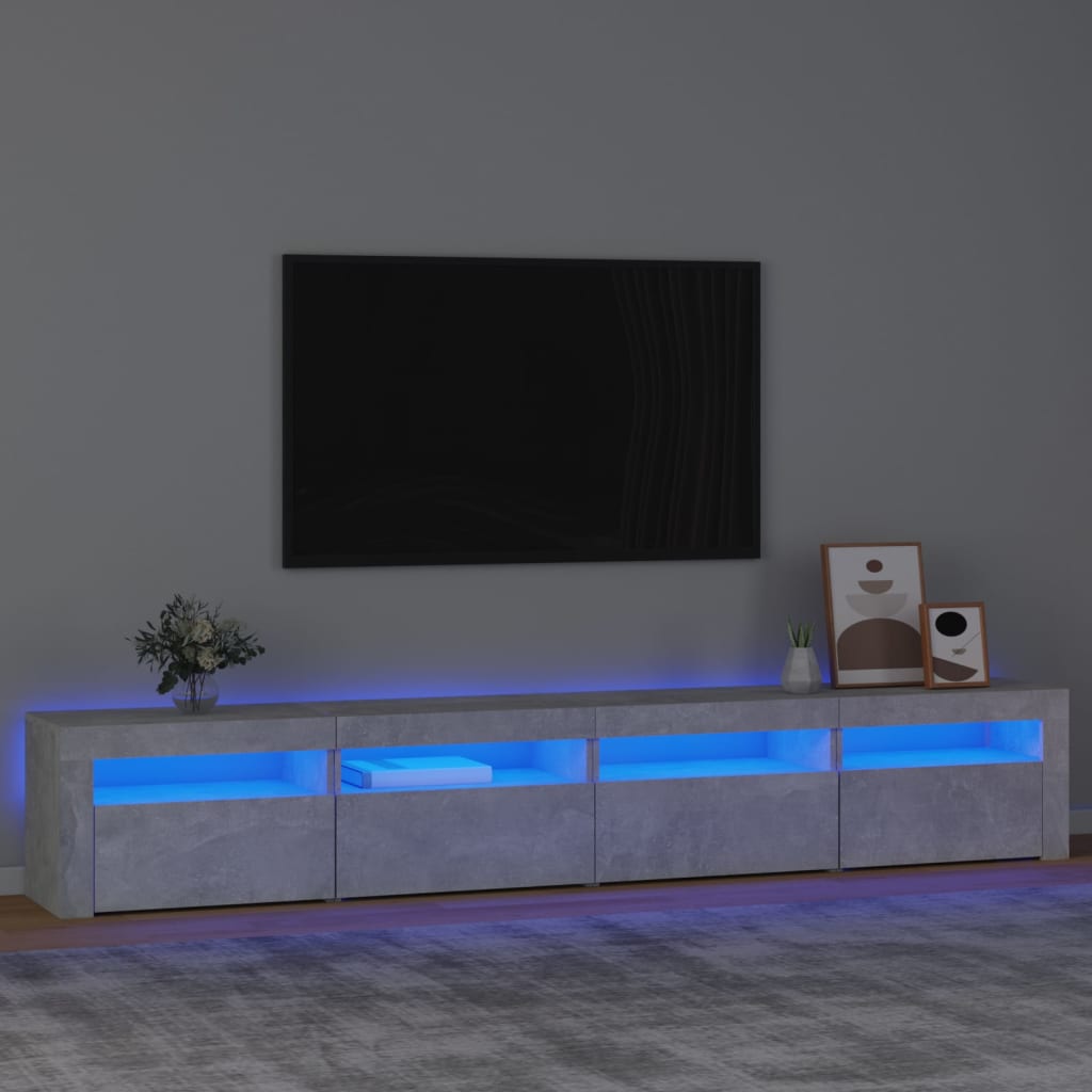 TV-Møbel Betonggrå TV-benk med LED-lys 240x35x40 cm