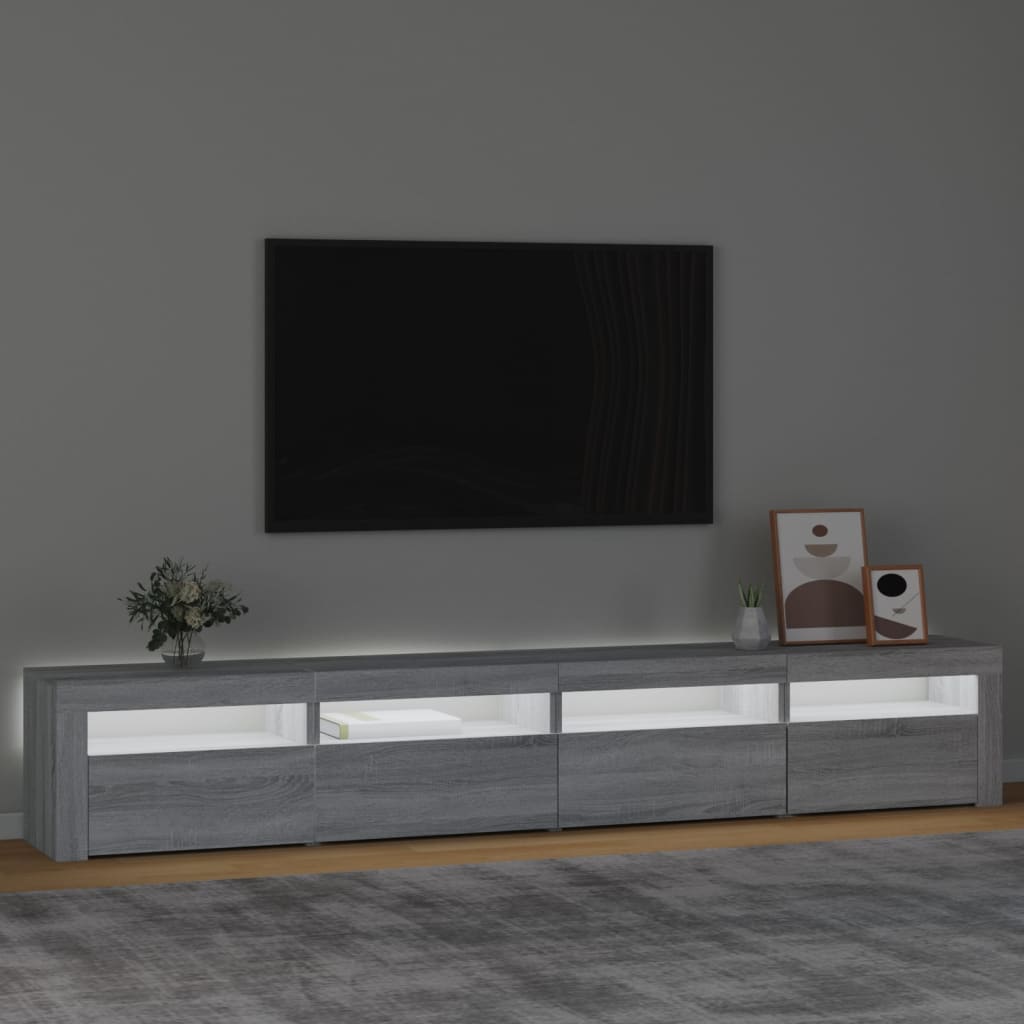 TV-Møbel Sonoma Grå TV-benk med LED-lys 240x35x40 cm