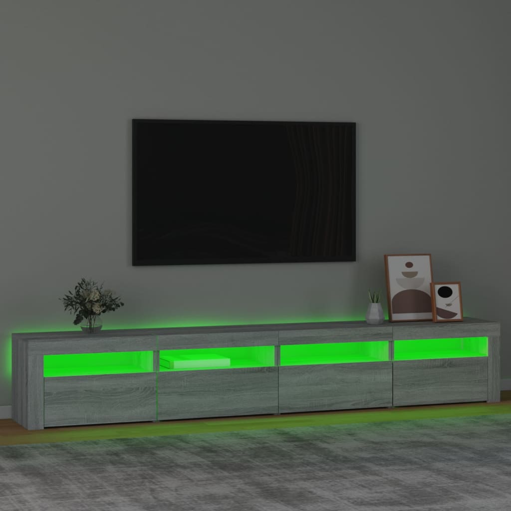 TV-Møbel Sonoma Grå TV-benk med LED-lys 240x35x40 cm