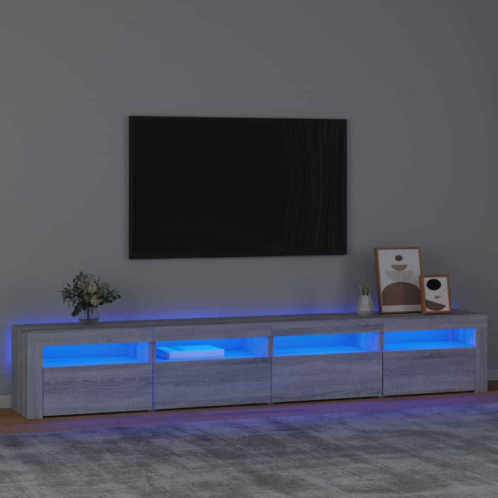 TV-Møbel Sonoma Grå TV-benk med LED-lys 240x35x40 cm