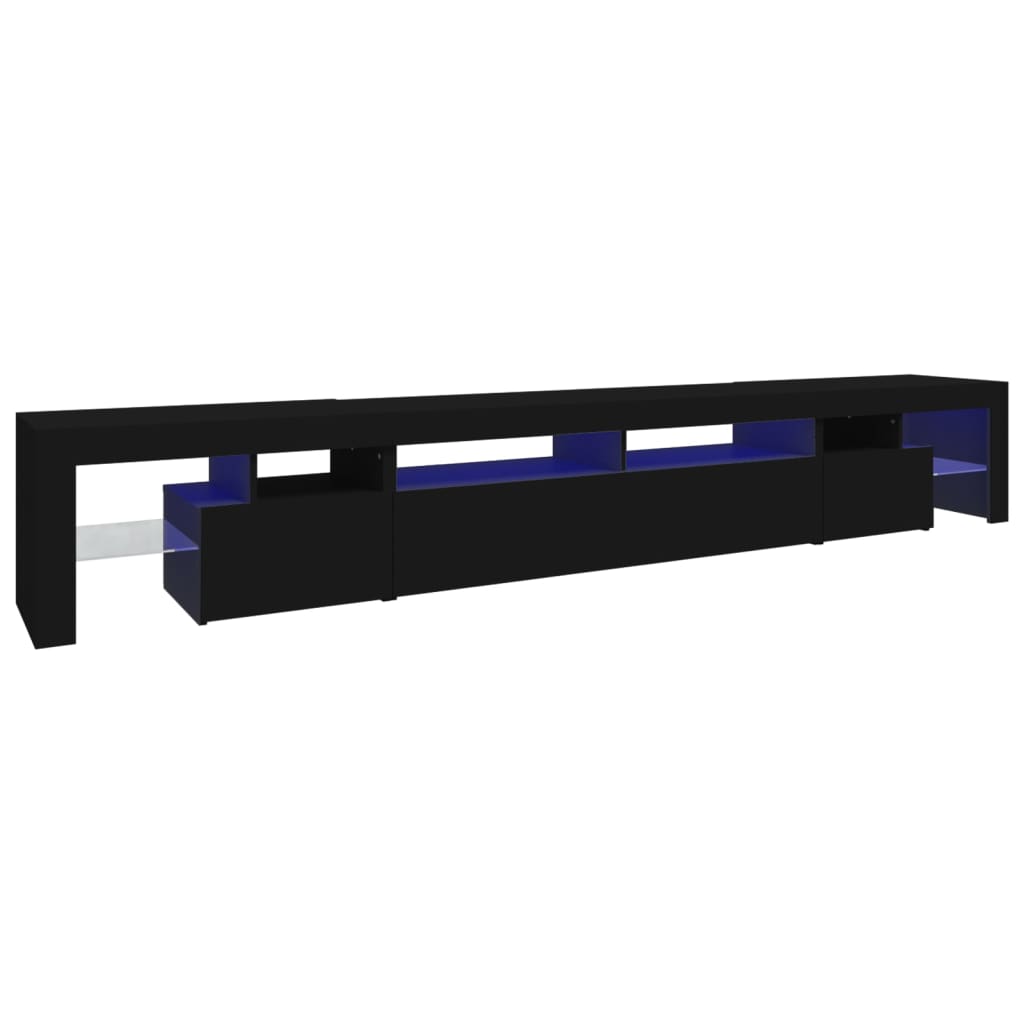 TV-Møbel Svart TV-benk med LED-lys 260x36,5x40 cm