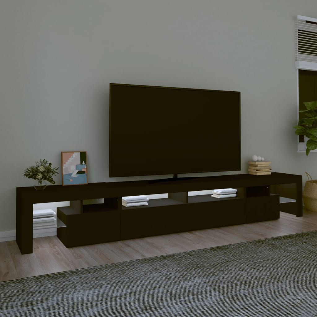 TV-Møbel Svart TV-benk med LED-lys 260x36,5x40 cm