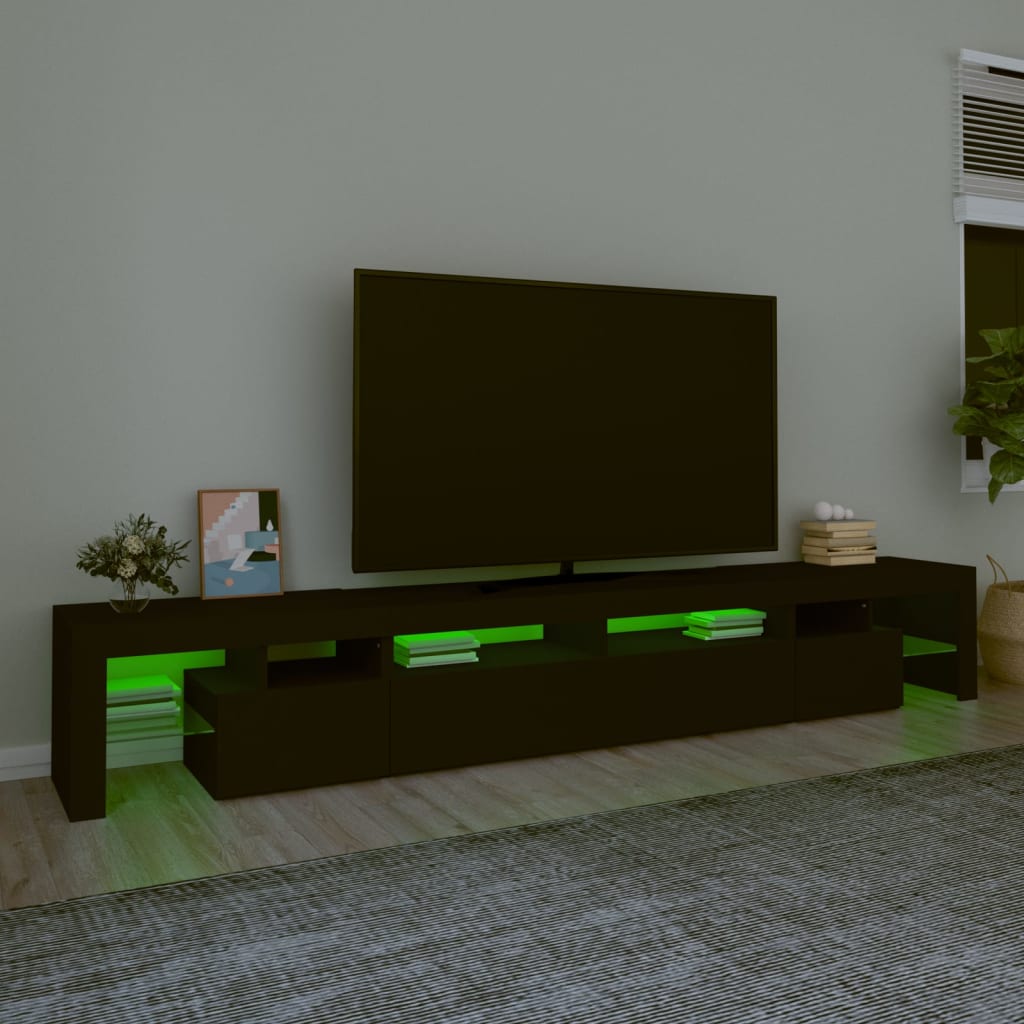 TV-Møbel Svart TV-benk med LED-lys 260x36,5x40 cm