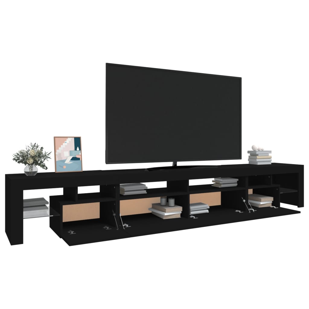 TV-Møbel Svart TV-benk med LED-lys 260x36,5x40 cm