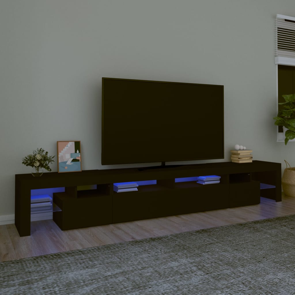 TV-Møbel Svart TV-benk med LED-lys 260x36,5x40 cm