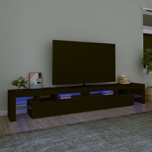 TV-Møbel Svart TV-benk med LED-lys 260x36,5x40 cm