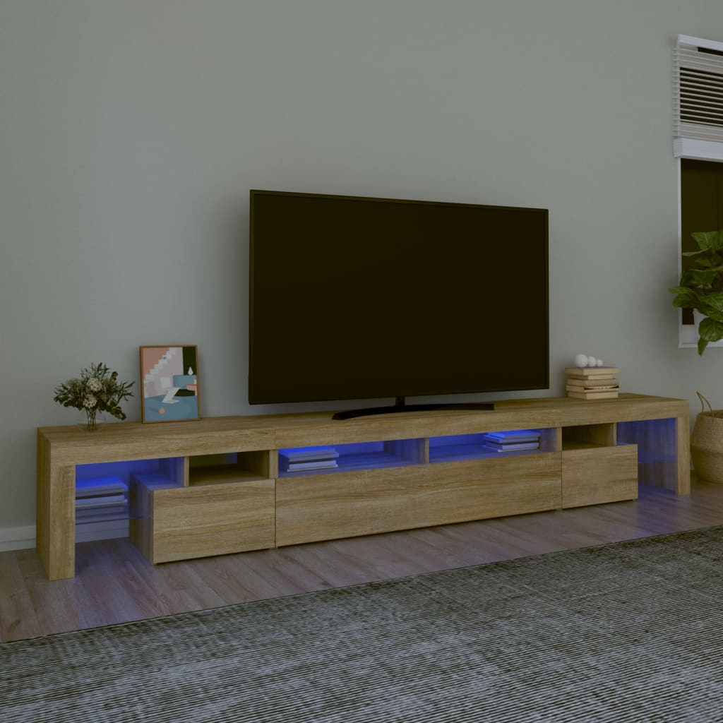 TV-Møbel Sonoma Eik TV-benk med LED-lys 260x36,5x40 cm