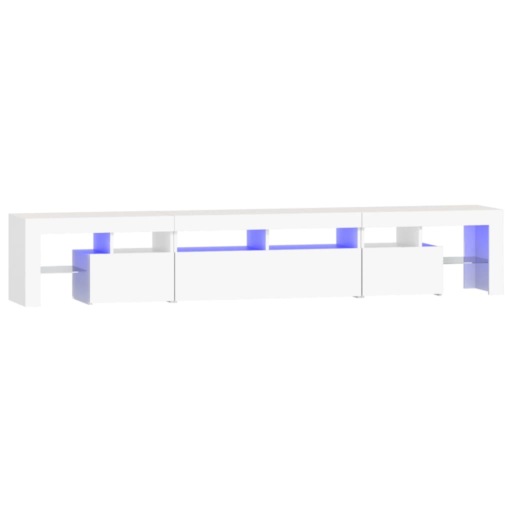 TV-Møbel Hvit TV-benk med LED-lys 230x36,5x40 cm