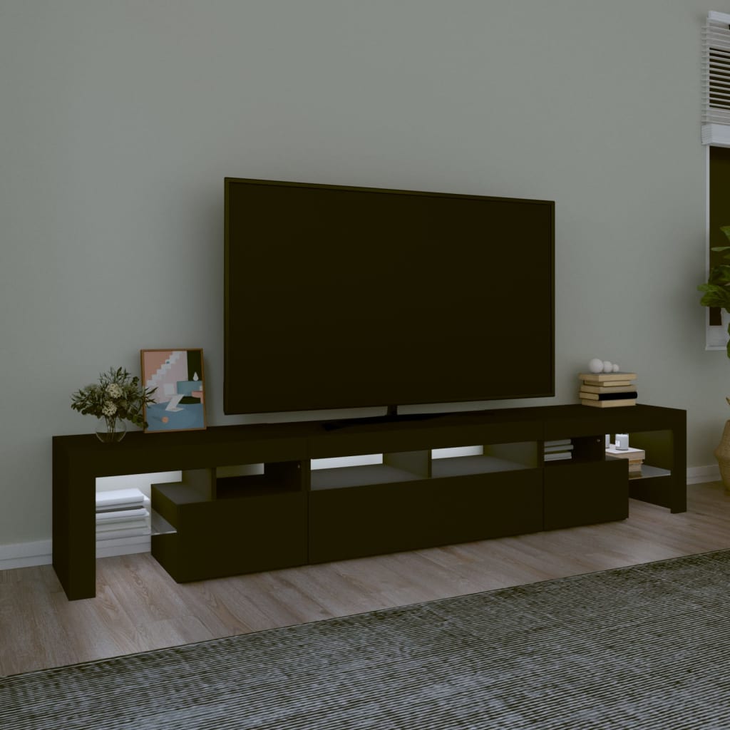 TV-Møbel Svart TV-benk med LED-lys 230x36,5x40 cm