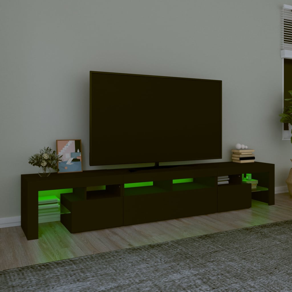 TV-Møbel Svart TV-benk med LED-lys 230x36,5x40 cm
