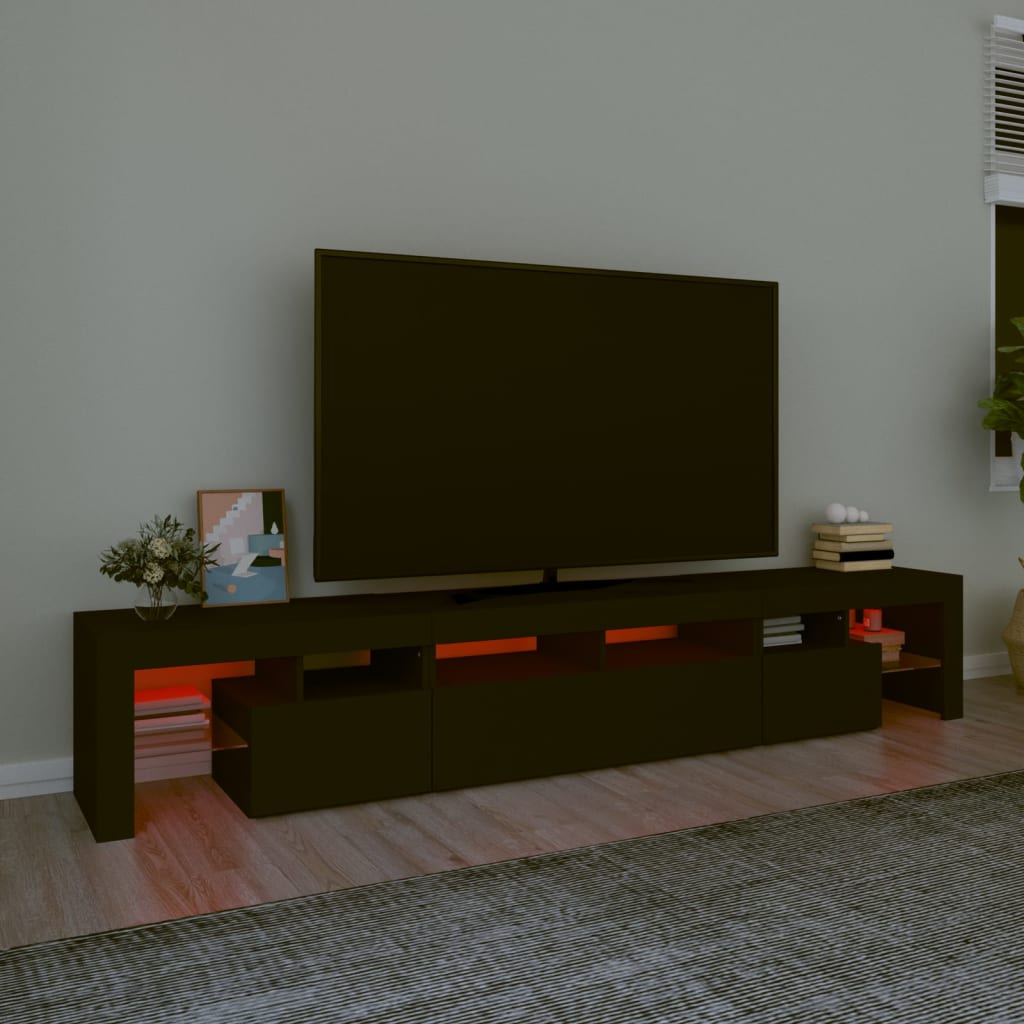 TV-Møbel Svart TV-benk med LED-lys 230x36,5x40 cm