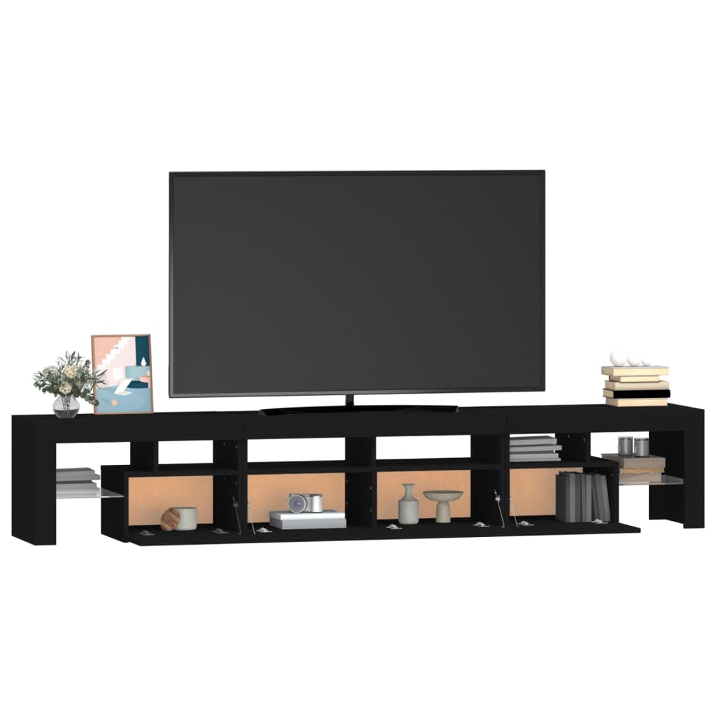 TV-Møbel Svart TV-benk med LED-lys 230x36,5x40 cm