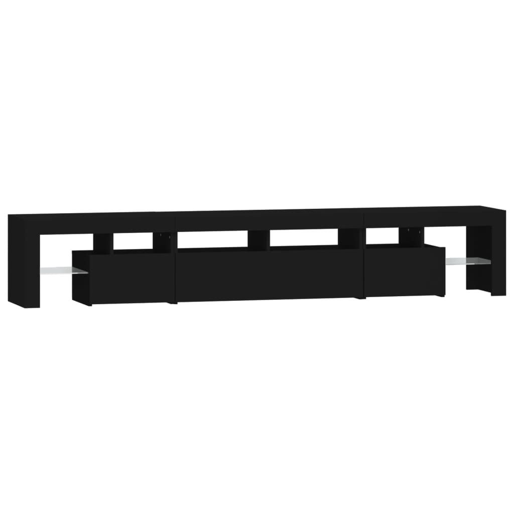 TV-Møbel Svart TV-benk med LED-lys 230x36,5x40 cm