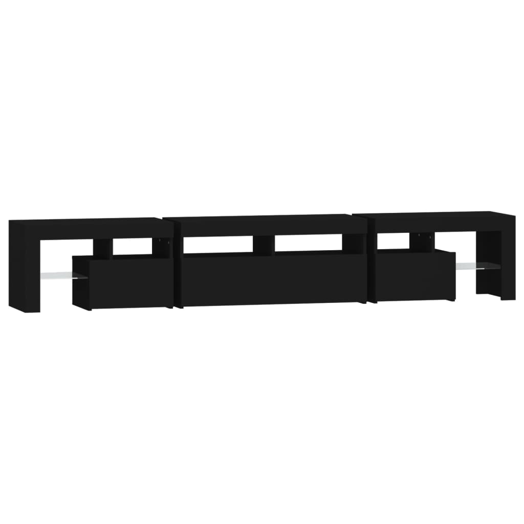 TV-Møbel Svart TV-benk med LED-lys 230x36,5x40 cm