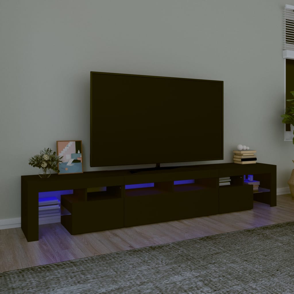 TV-Møbel Svart TV-benk med LED-lys 230x36,5x40 cm