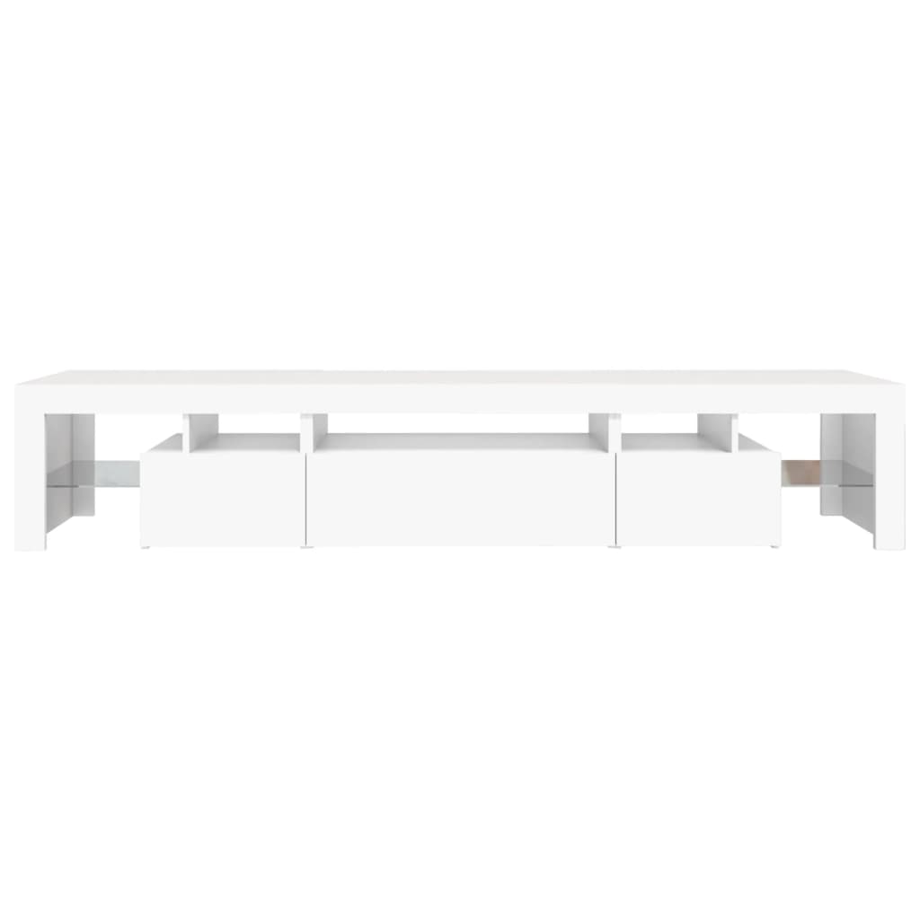 TV-Møbel Hvit TV-benk med LED-lys 215x36,5x40 cm