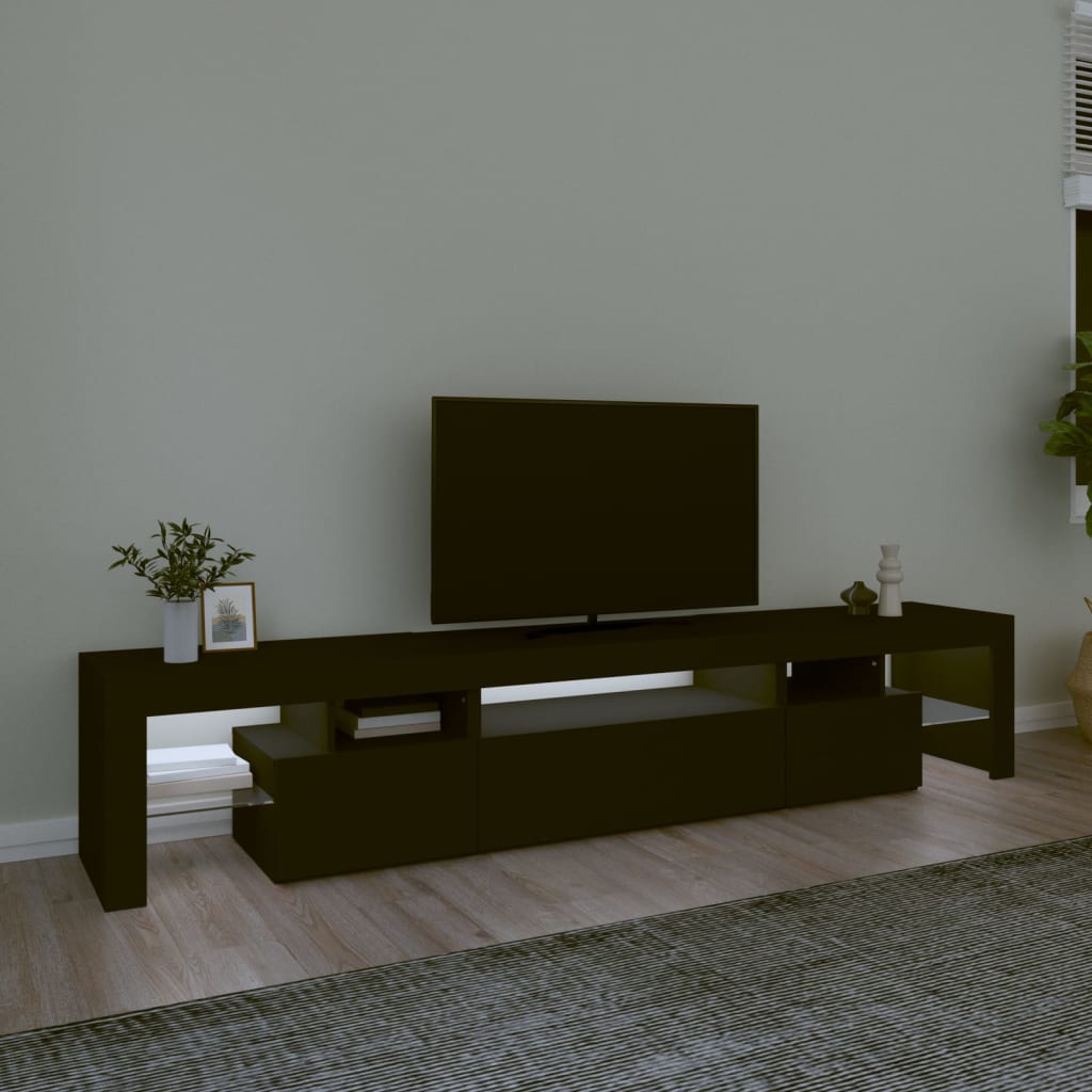 TV-Møbel Svart TV-benk med LED-lys 215x36,5x40 cm