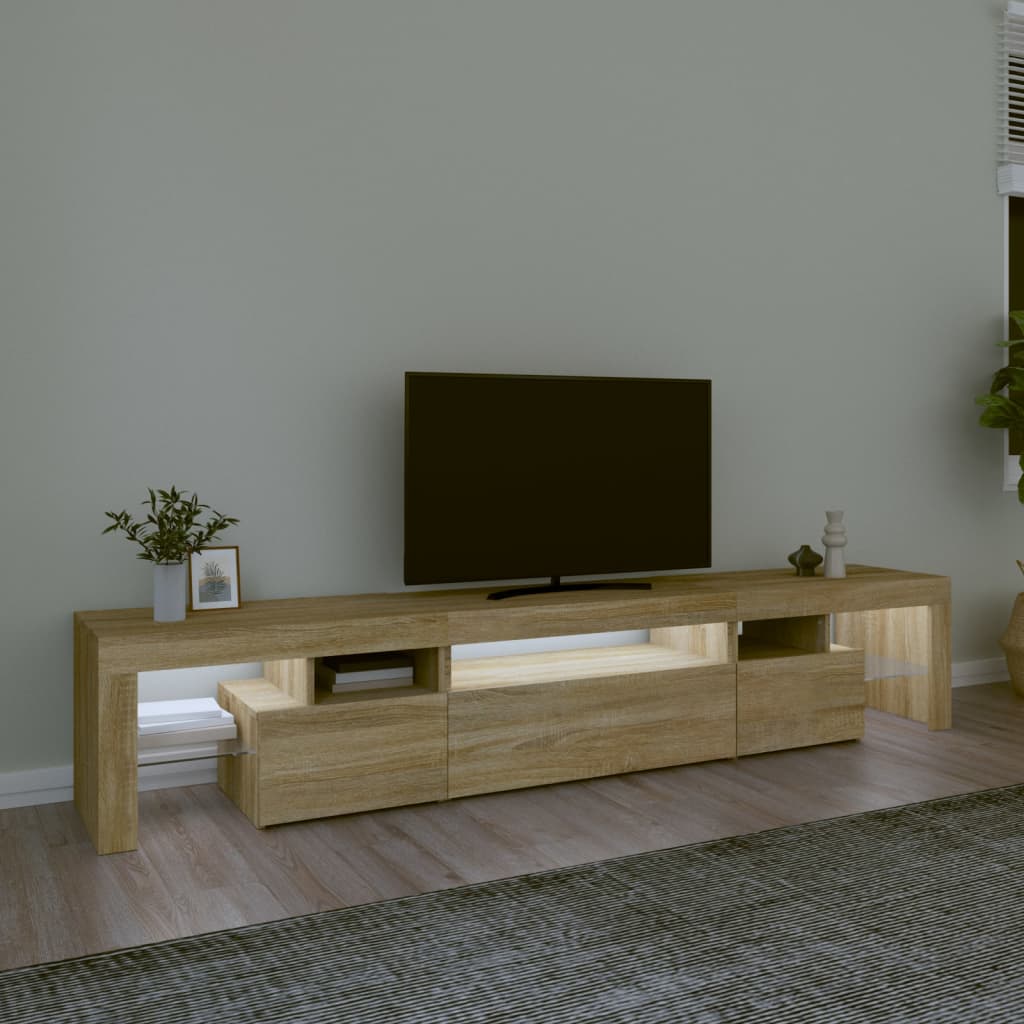 TV-Møbel Sonoma Eik TV-benk med LED-lys 215x36,5x40 cm