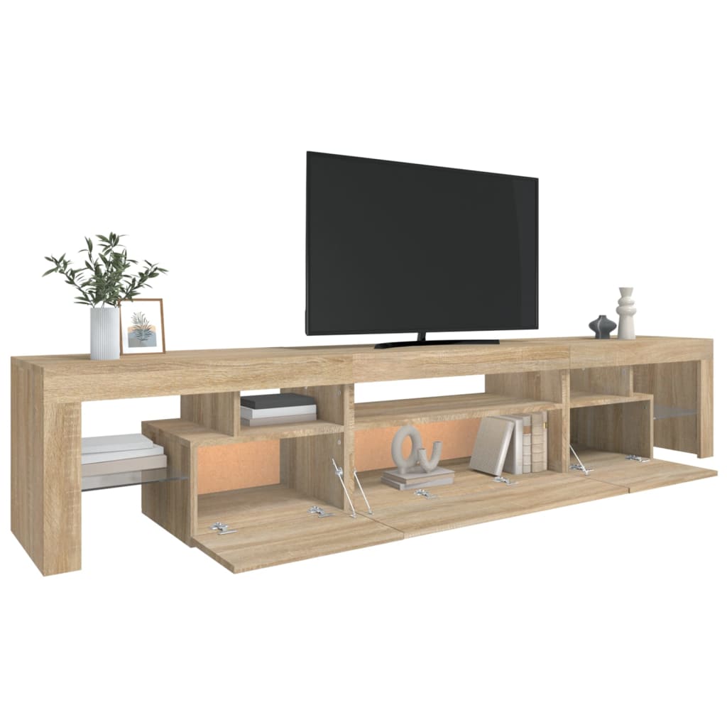 TV-Møbel Sonoma Eik TV-benk med LED-lys 215x36,5x40 cm
