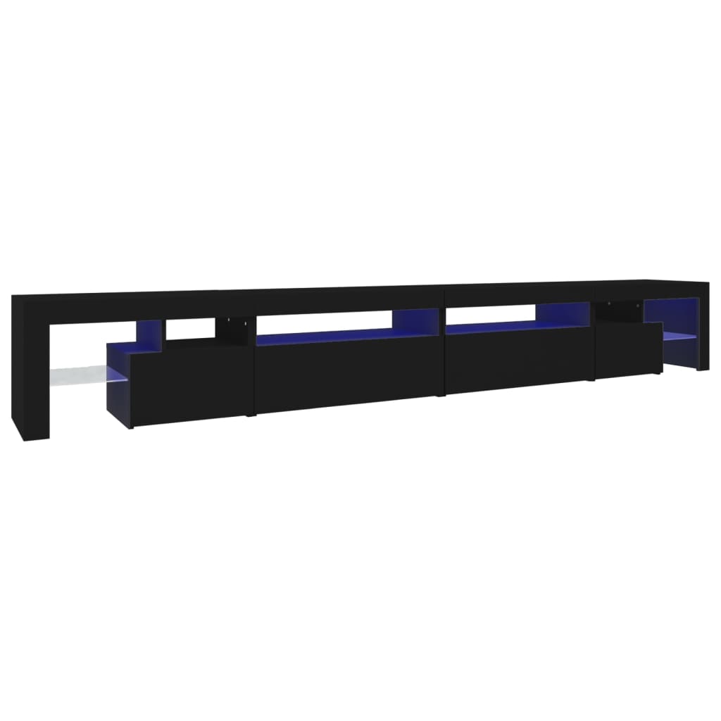 TV-Møbel Svart TV-benk med LED-lys 290x36,5x40 cm