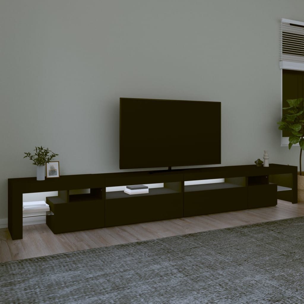 TV-Møbel Svart TV-benk med LED-lys 290x36,5x40 cm