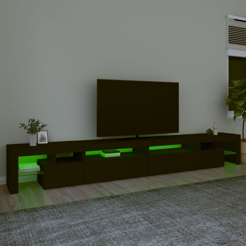 TV-Møbel Svart TV-benk med LED-lys 290x36,5x40 cm