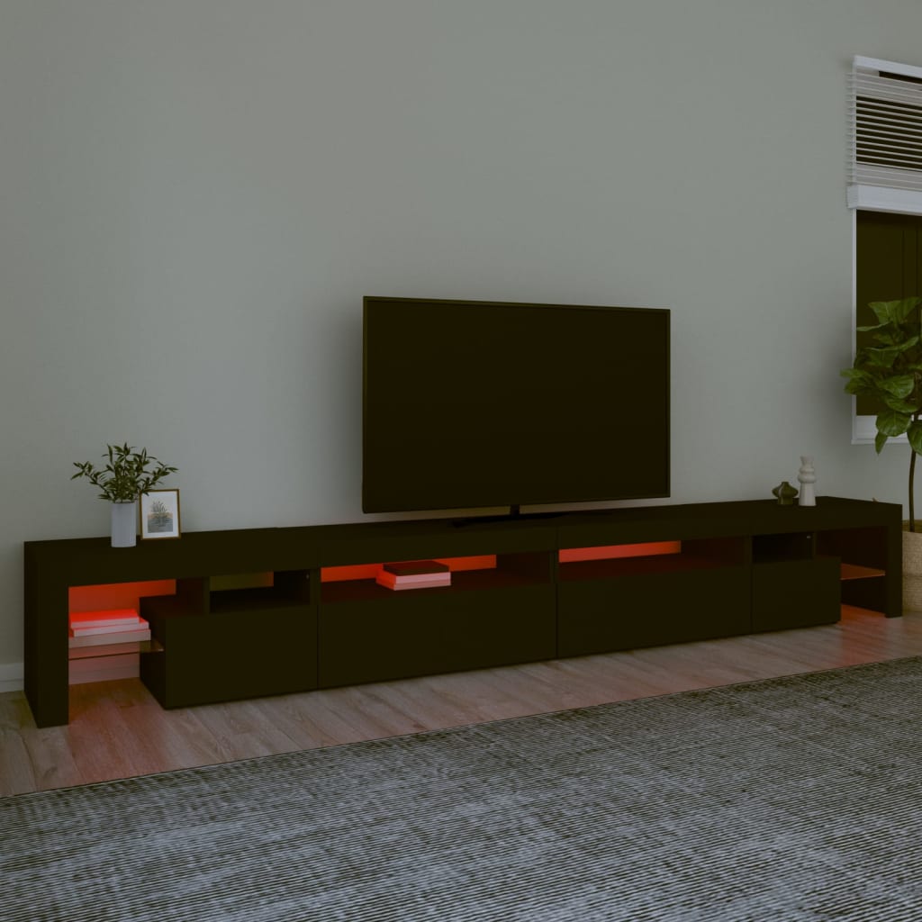 TV-Møbel Svart TV-benk med LED-lys 290x36,5x40 cm