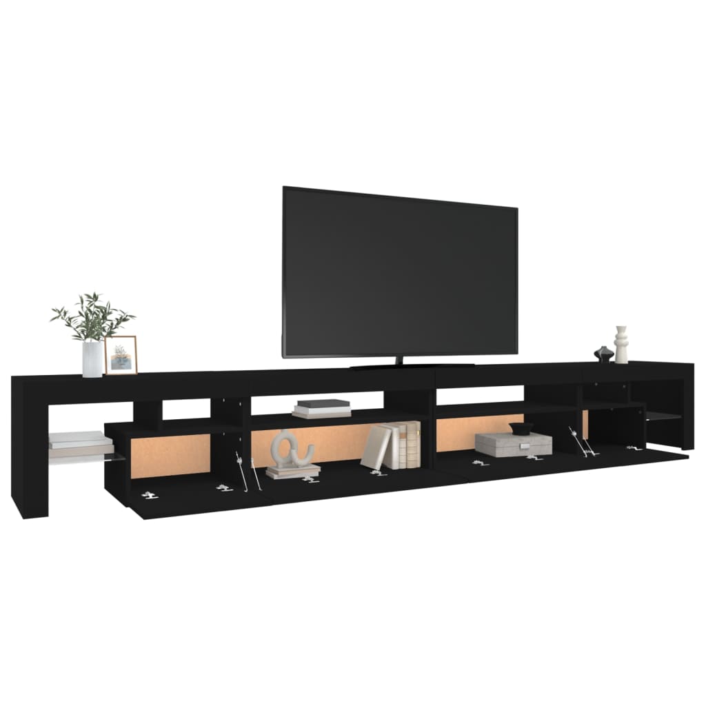 TV-Møbel Svart TV-benk med LED-lys 290x36,5x40 cm