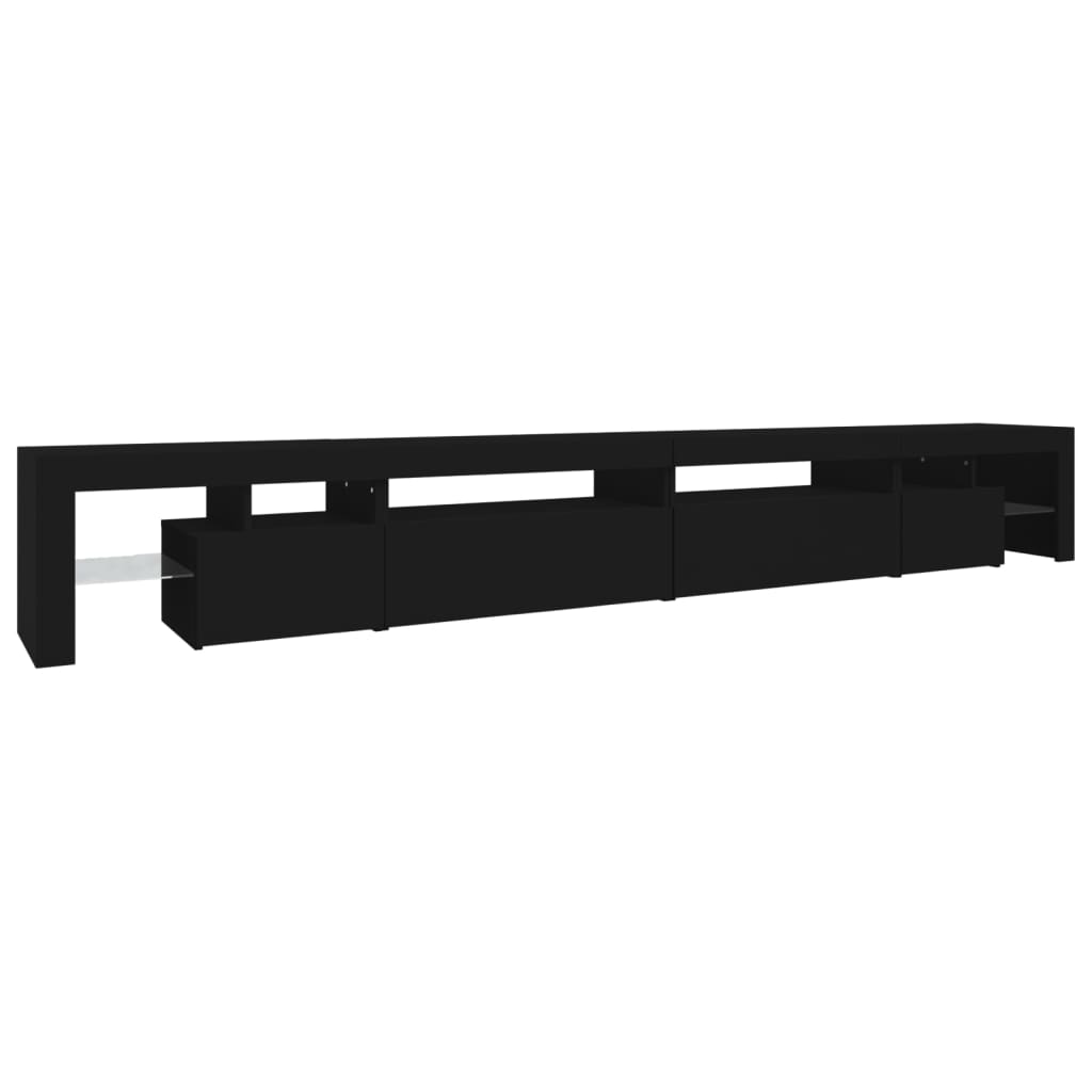 TV-Møbel Svart TV-benk med LED-lys 290x36,5x40 cm