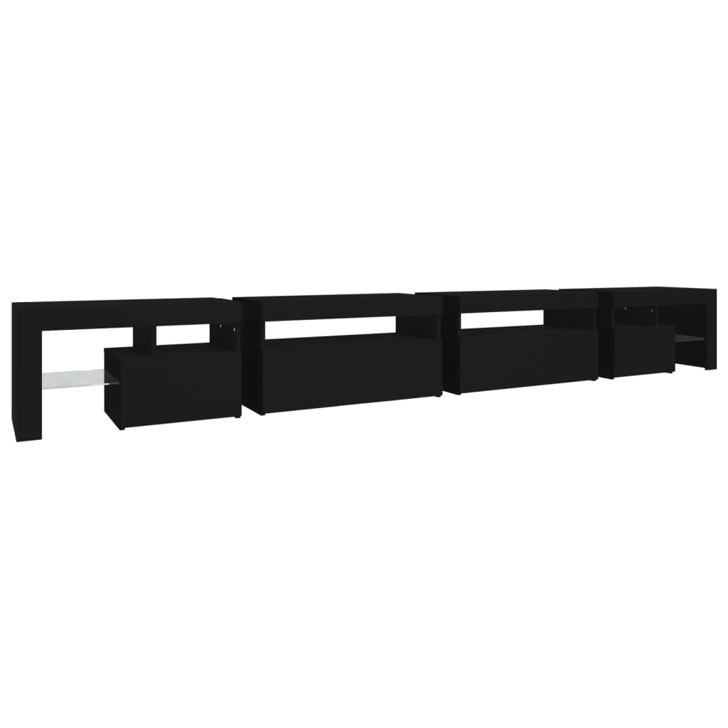 TV-Møbel Svart TV-benk med LED-lys 290x36,5x40 cm