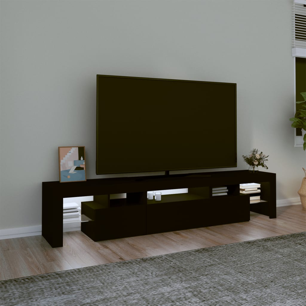 TV-Møbel Svart TV-benk med LED-lys 200 x 36,5 x 40 cm