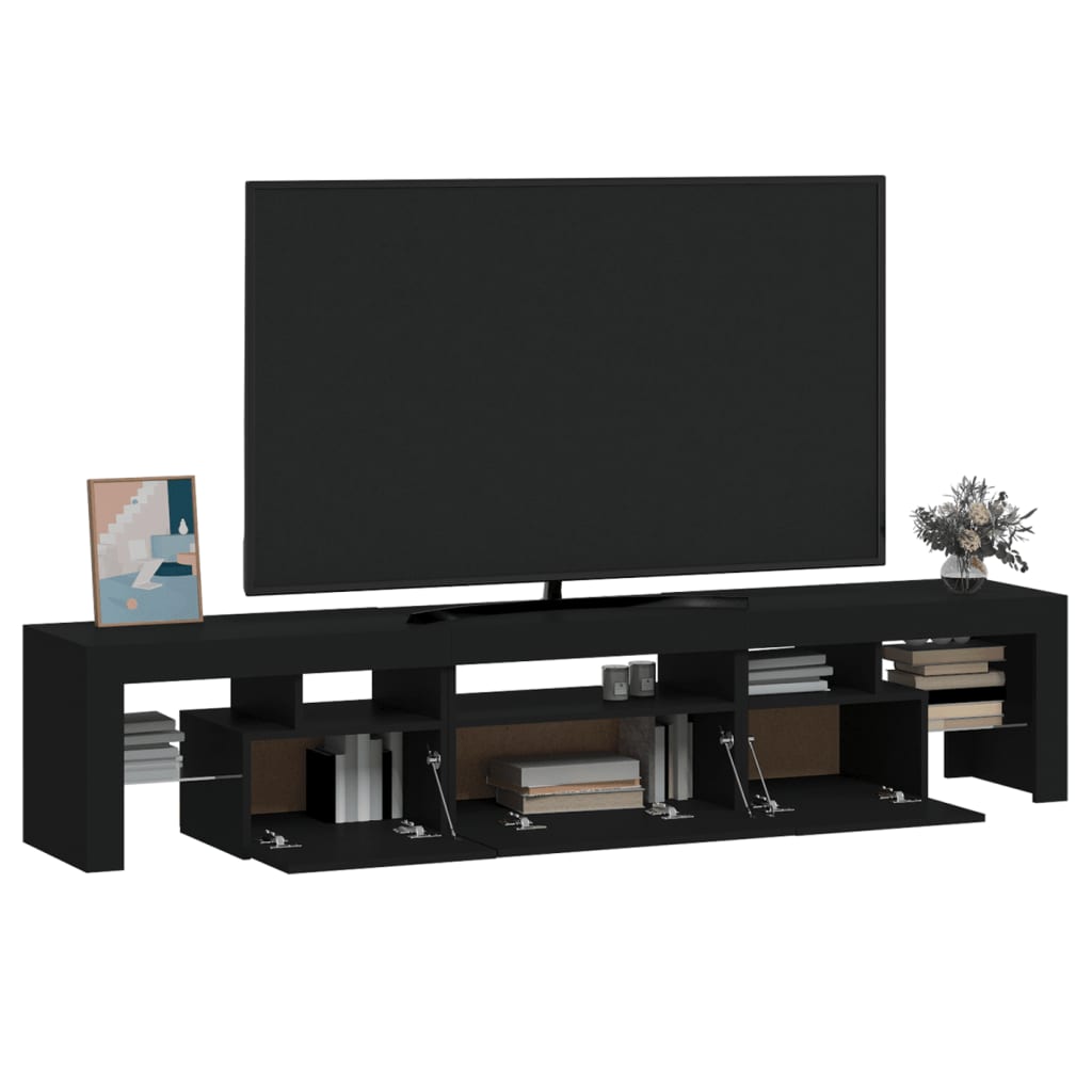 TV-Møbel Svart TV-benk med LED-lys 200 x 36,5 x 40 cm