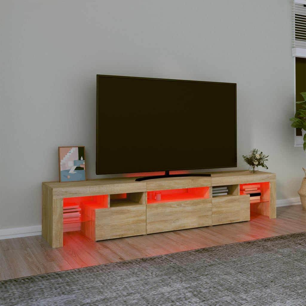 TV-Møbel Sonoma Eik TV-benk med LED-lys200 x 36,5 x 40 cm