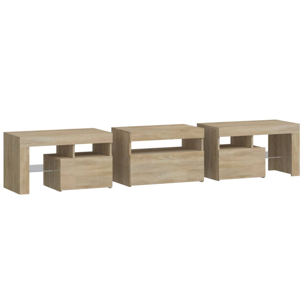 TV-Møbel Sonoma Eik TV-benk med LED-lys200 x 36,5 x 40 cm