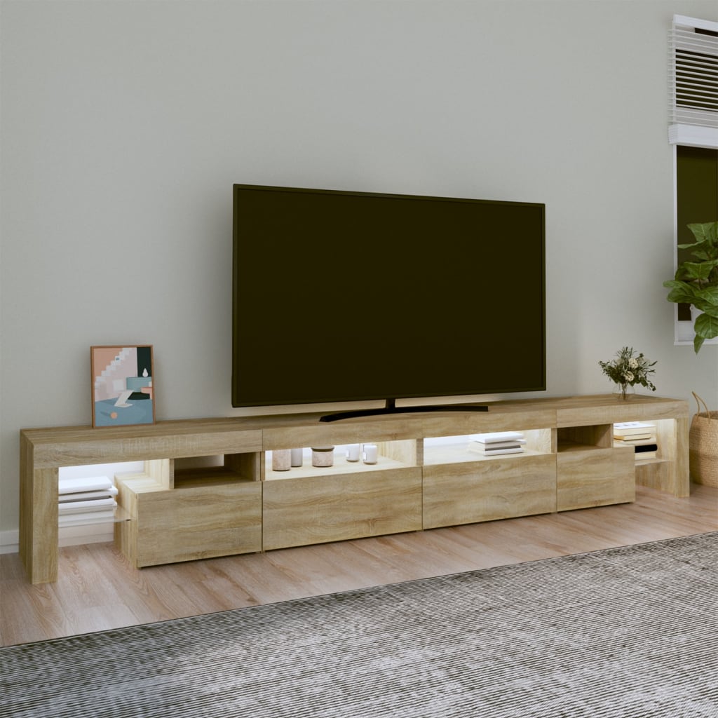 TV-Møbel Sonoma Eik TV-benk med LED-lys 260x36,5x40 cm