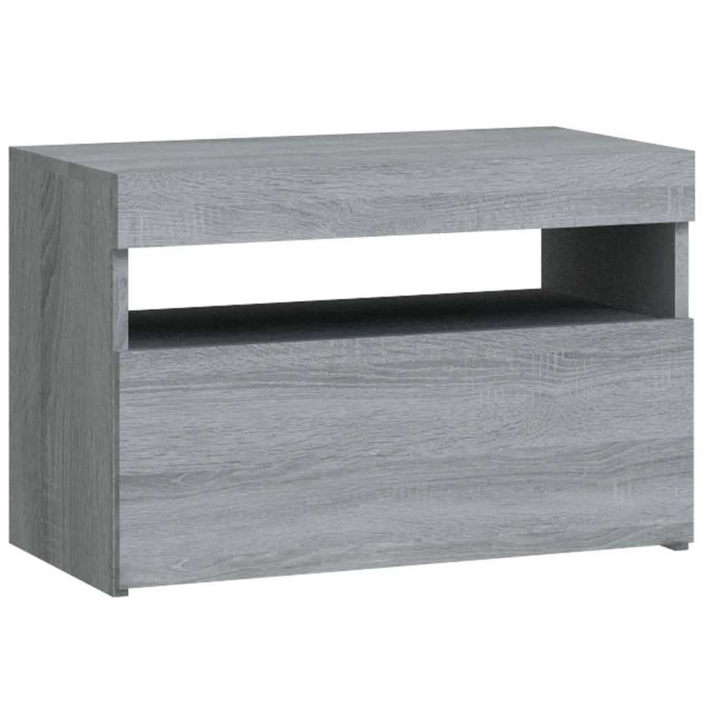 Nattbord Sengbord Sonoma Grå med LED 60x35x40 cm
