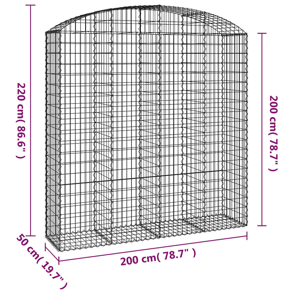 Gabionkurv buet 200x50x200/220 cm galvanisert jern