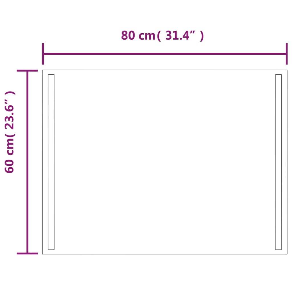 Baderomsspeil med LED 60x80 cm