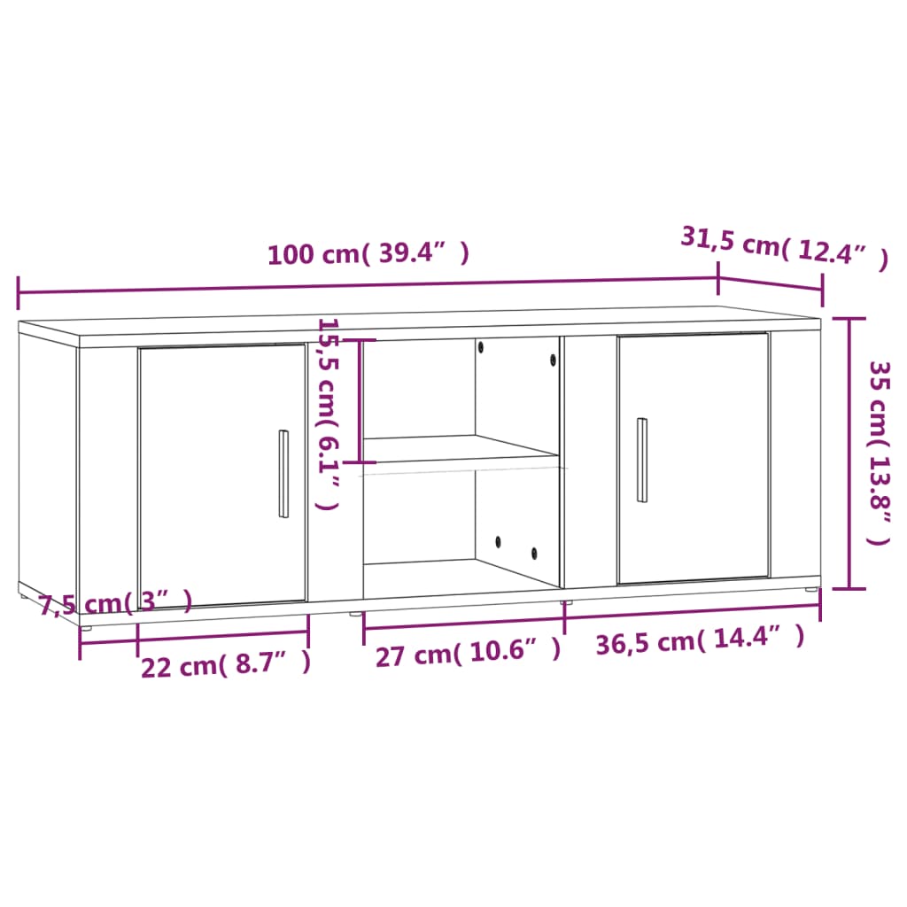 TV-Møbel Sonoma Grå TV-benk 100x31,5x35 cm